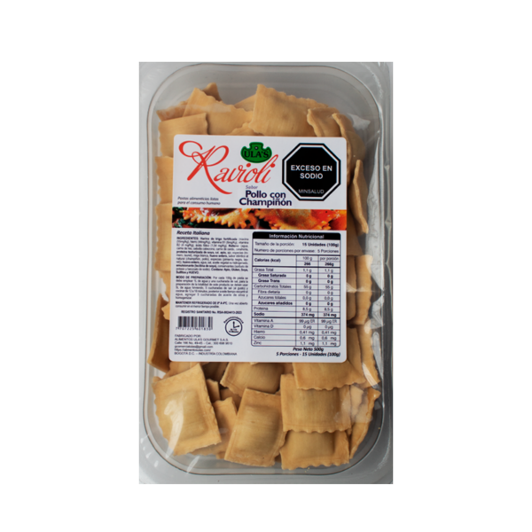 Ravioli Pollo con Champiñones 500g